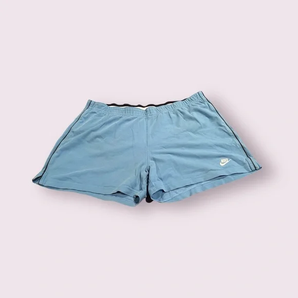 Nike Women's Light Blue Elastic Wist Cotton Shorts Size Medium - Picture 1 of 7